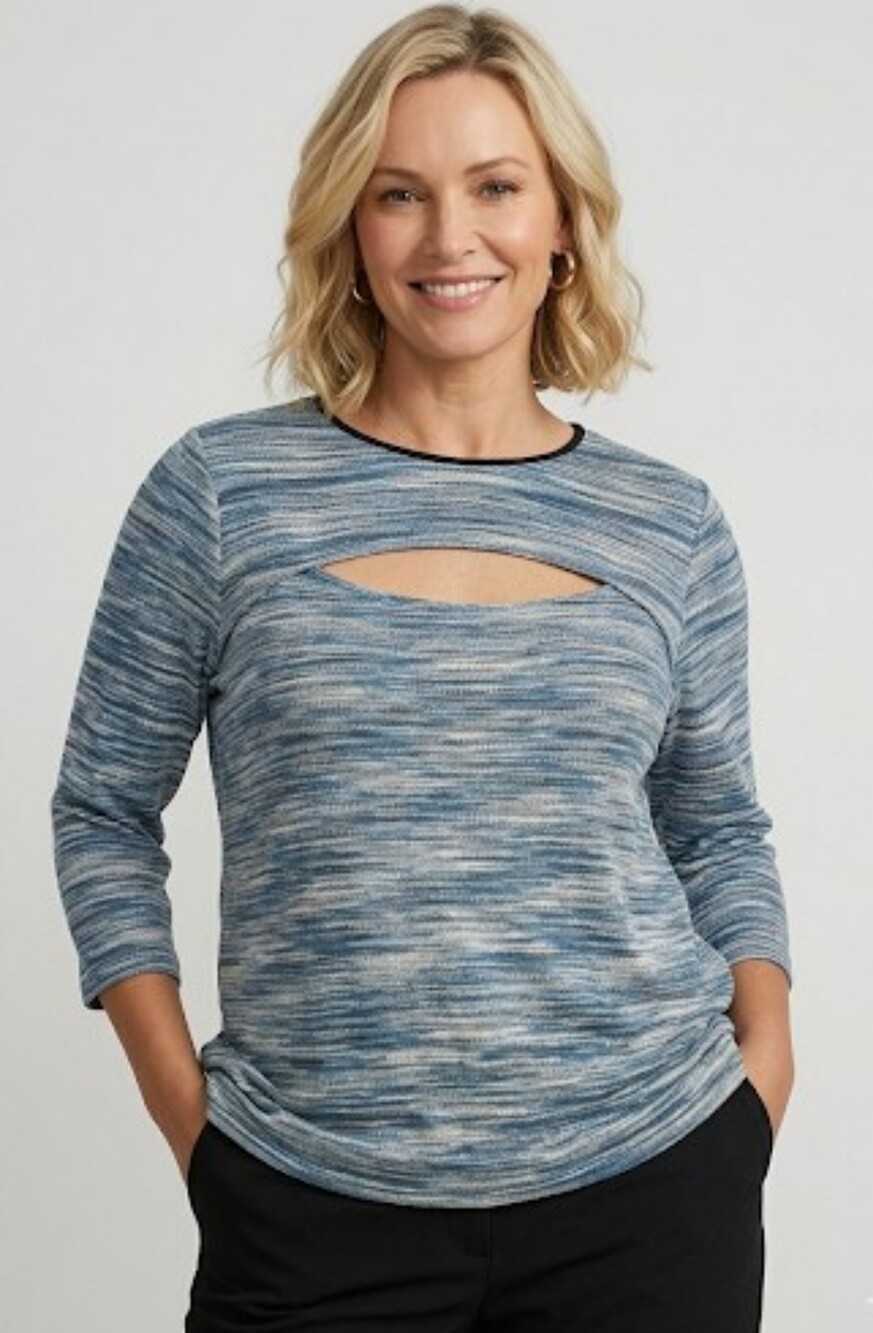 Lane Bryant Cutout Keyhole Top Size 18/20 2X Blue & White